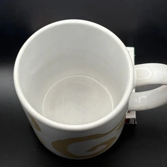 Vintage Oscar de la Renta Ceramic Mug Gold Swirl Sunburst Coffee Cup 12oz EUC - Picture 9 of 11